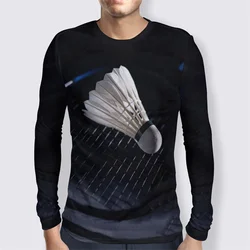 Moda męska 3D Sportowa koszulka do badmintona z długim rękawem dla mężczyzn Cool Badminton Lovers Streetwear Odzież dziecięca Siłownia Casual Top