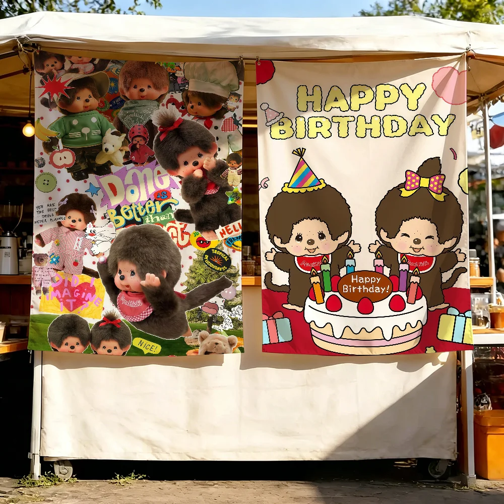 Cartoon Cute M-monchhichi-S flag Tapestry Room Decoration Wall Hanging Aesthetic Bedrooms Advertising Banner