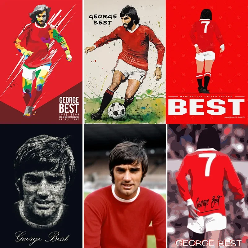George Best Legend Football Player Retro Posters Metal Sign Poster Bar Pub Bedroom Wall Home Decor Room Decoration