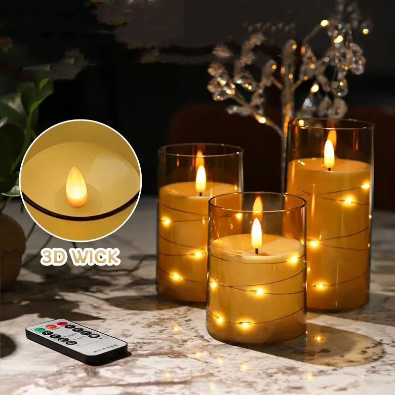 

5/9pcs Flickering Flameless Candle With Embedded Star String Can Independently Control Wick&Light String Candle Halloween Decor