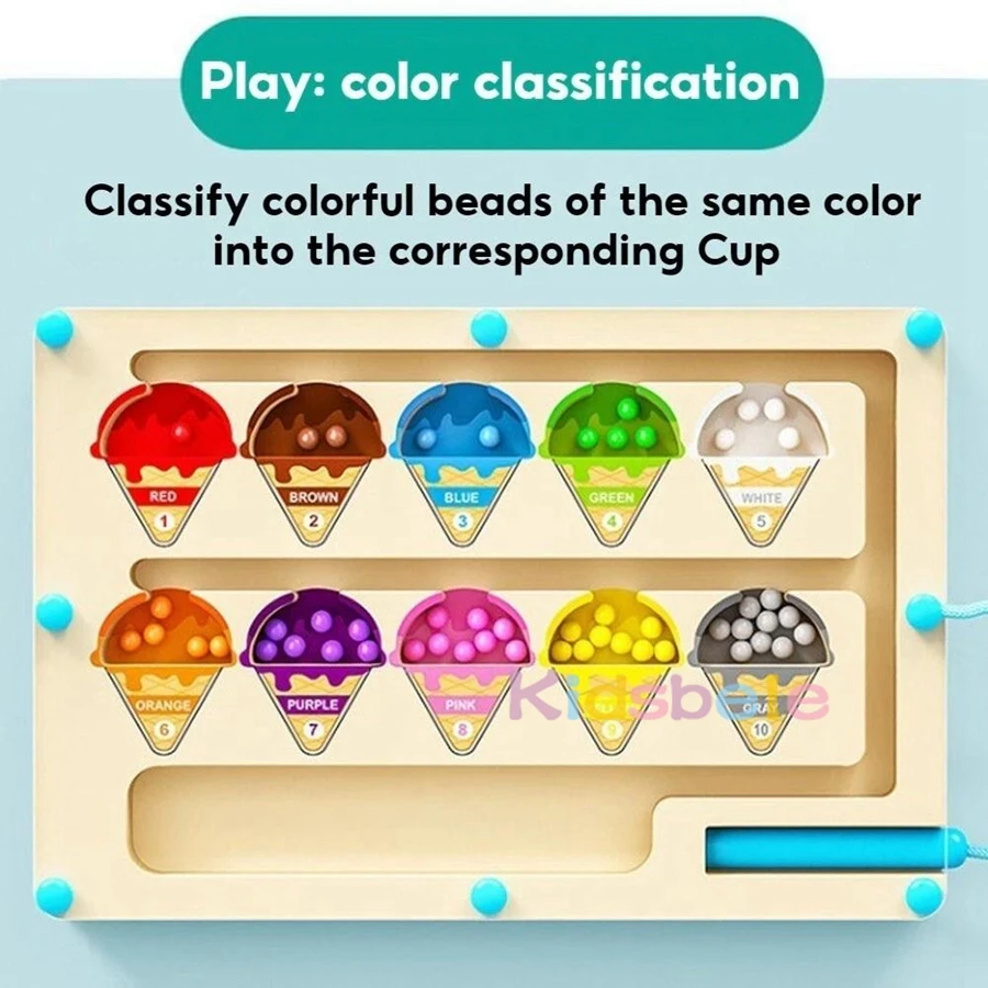 Giocattolo labirinto con perline di legno per bambini – Gioco di montagne russe in filo colorato per l'apprendimento precoce e la coordinazione