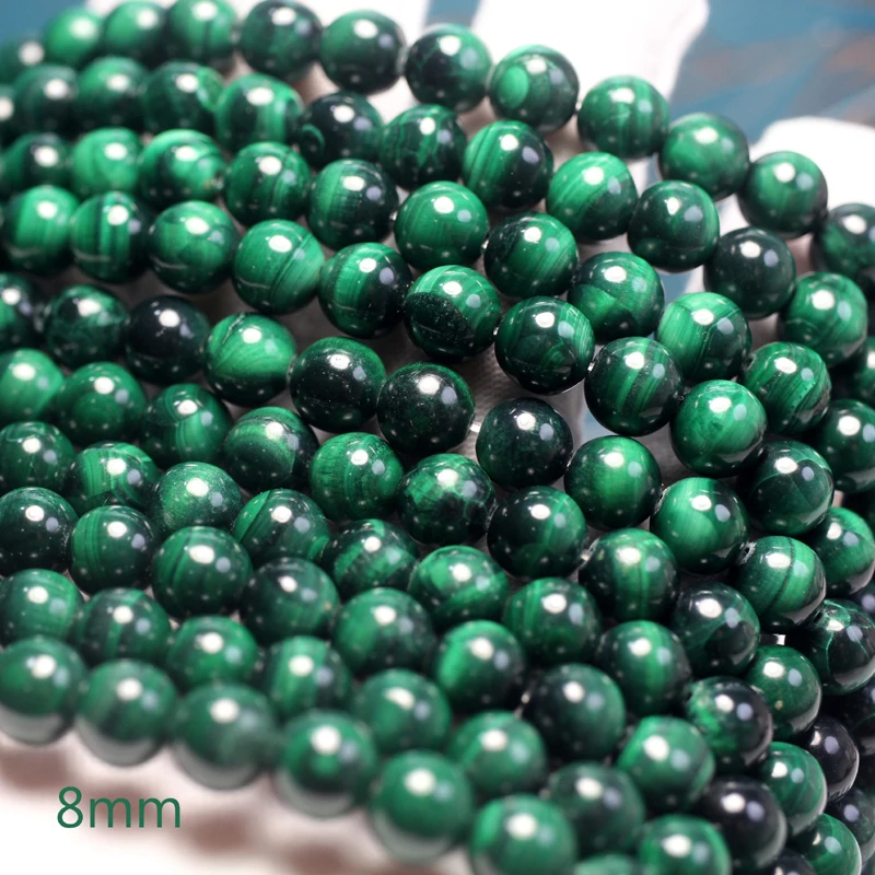 Meihan (Free Shipping) Natural Cost-effective malachite smooth round stone beads for jewelry making design DIY bracelet