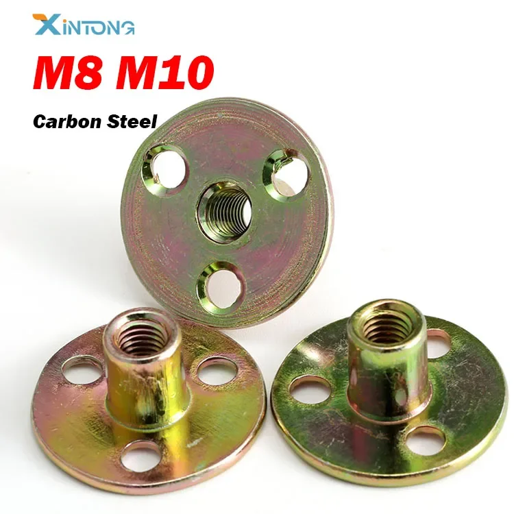 M8 M10 Iron Plate Lock Nut  T Nuts Furniture Plywood on Lock Nut Sofa Foot Lock Galvanized Three-hole Nut Fastener