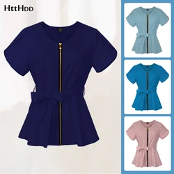 Uniformes de Hospital transpirables para mujer, Top de enfermería, Médica Quirúrgica uniforme de enfermera, camisas de alta calidad