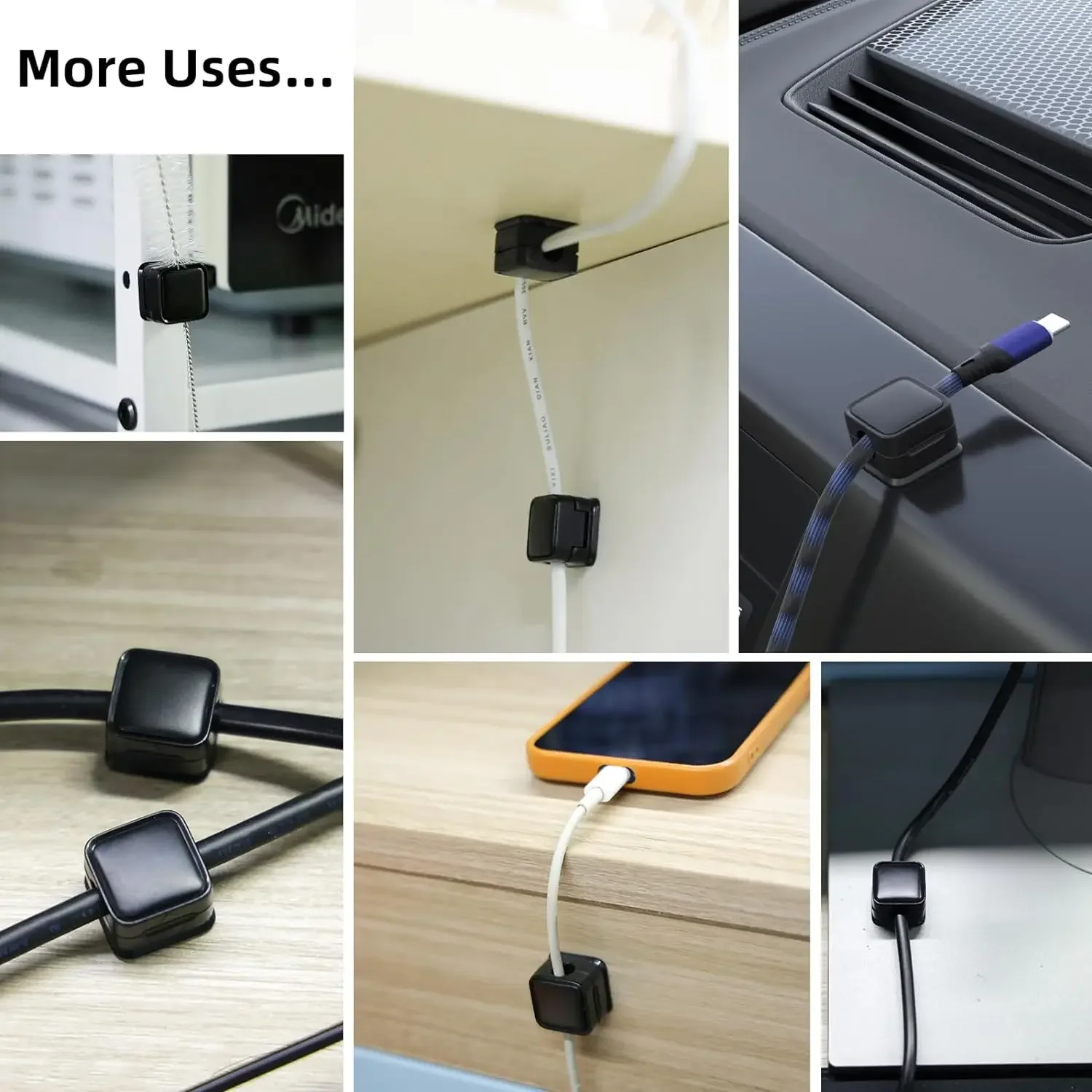 1/3/6PCS Magnetic Cable Clips Cable Smooth Adjustable Cord Holder Under Desk Cable Management Wire Keeper Cable Organizer Holder