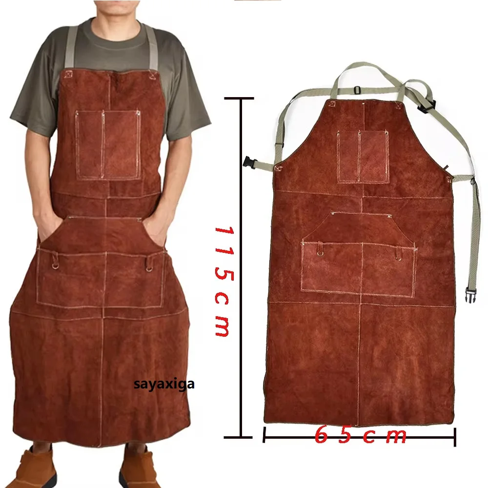 

Cowhide Welding suit Apron Washable Heat Insulation Cowhide Leather Welding Apron Soldering Protective Clothing Blacksmith suits