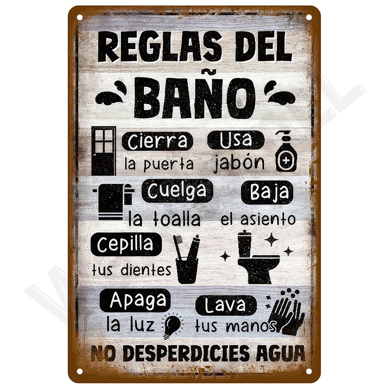 Placas de carteles de Metal Vintage, carteles de estaño para hombre, cueva, Bar, arte de pared Retro, Mural, casa al aire libre, baño, decoración de la habitación del hogar
