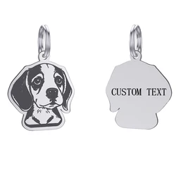 Stainless Steel Beagle Animal Dog ID Tag Name Phone Collar Custom Engraved Necklace Keychains