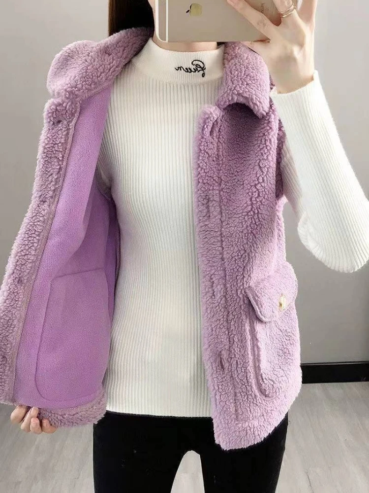 

Lamb's Wool One Piece Vest for Women​ Autumn Winter Fleece Lined Jacket​ Warm Lightweight Integrated Clothing