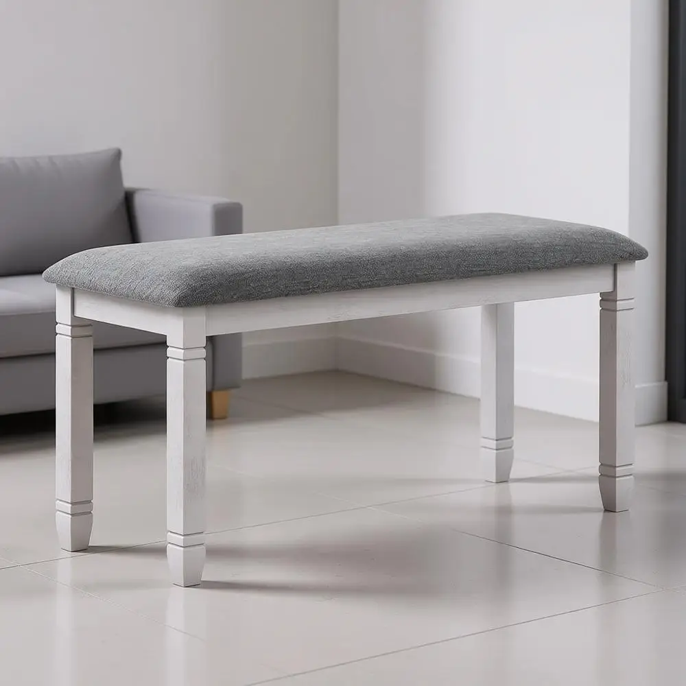 

Мягкая скамья с обивкой и ножками из массива дерева, выдерживает до 800 фунтов, 40,5x16x20 дюймов, подходит для прихожей, кухни, столовой, гостиной.