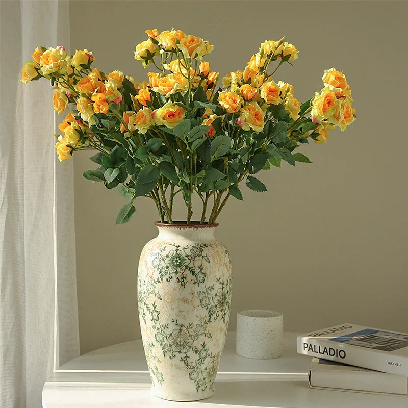 60 سنتيمتر فقاعة الورود الاصطناعية فروع الحرير ورد صناعي غرفة المعيشة الديكور ضوء الفاخرة محاكاة زهور البرتقال الوردي