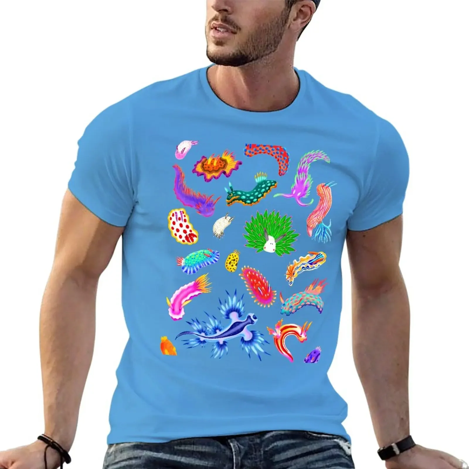 Summer Tops Boys T Shirts T Shirt Men New Rainbow Nudibranchs (Sea Slugs) Assortment T-Shirt Oversized Men Clothing Summer Tops