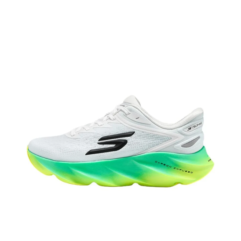 Skechers AERO BURST Comfortable Fabric Low top Casual Running Shoes Men's White Green 246215-WMLT