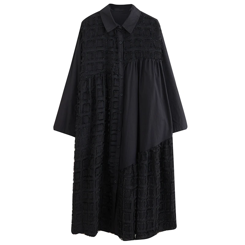 فضفاض كبير الحجم لي لوحة فنية عتيقة طويلة Sve Dr ربيع الخريف الكورية Sle المرأة عادية irt Dr #5