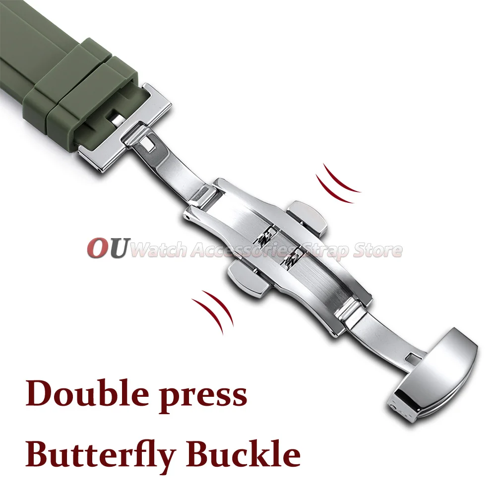 Silicone Watch Strap 20mm 22mm for Seiko for Rolex for Omega Quick Release Watchband Butterfly Buckle Rubber Women Men Bracelets