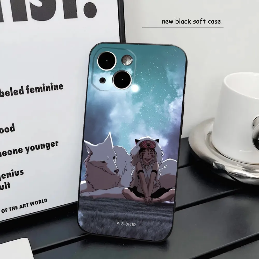 M-Mononoke Anime H-Hime Phone Case For iPhone16,15,14,13,12 Mini 11 Pro XR,X,XS,MAX 7,8 Plus Silicone Cover Soft Black