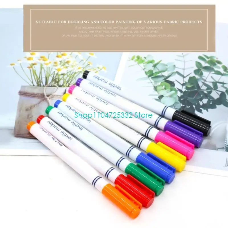 P5EA Fabric Paint Markers Permanent Textile Marker,8Colors Art Supplies for Coloring T-Shirts, Jeans, Jackets, and Backpacks