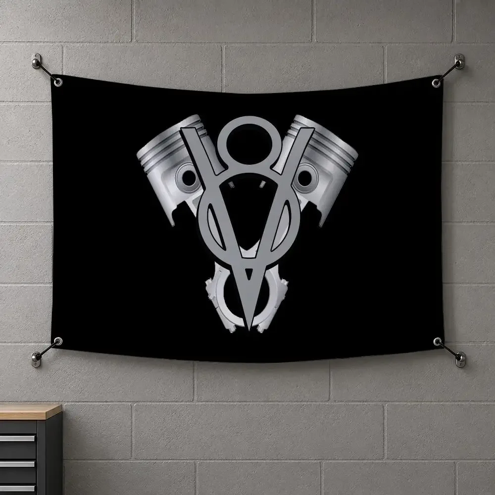 V8 Engine Racing Car Modification Flags Interior Wall Hanging Background Art Banner Bedroom Home Living Room Outdoor Party Decor