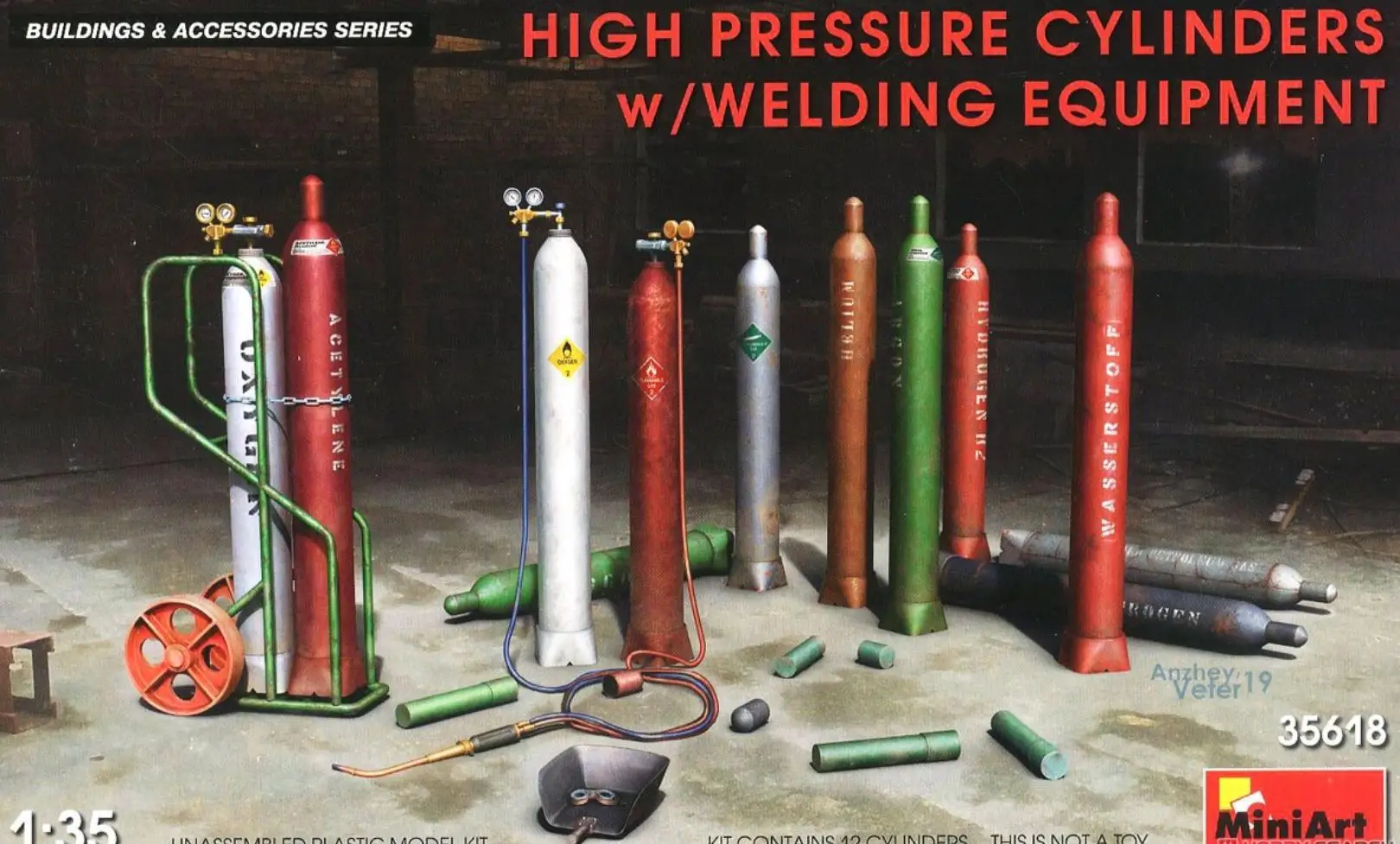 MINIART 35618 1/35 Scale High Pressure Cylinders w/Welding Equipment