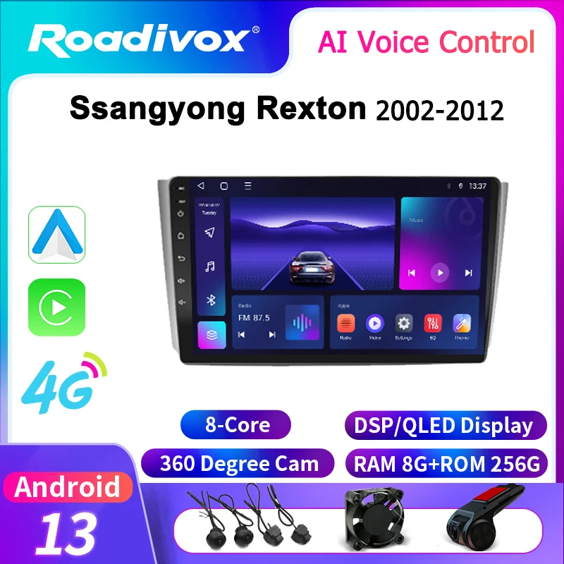 

roadivox Android car radio for Ssangyong Rexton 2002 2012 GPS Navigation video Multimedia Player tape recorder carplay