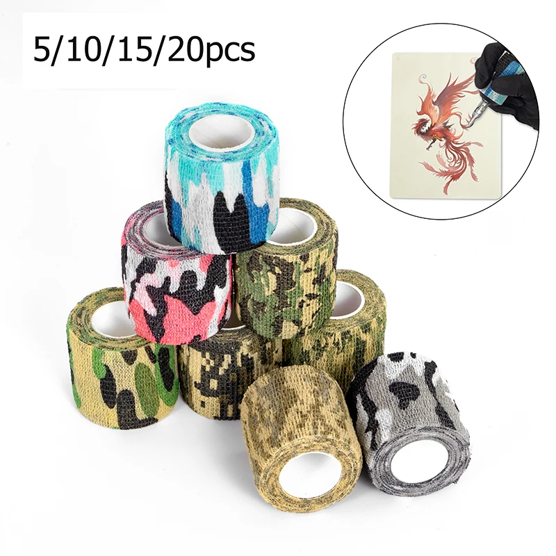 5/10/15/20Pcs Tattoo Grip Bandage Cover Wraps Tapes Nonwoven Waterproof Self Adhesive Finger Wrist Protection Tattoo supplies