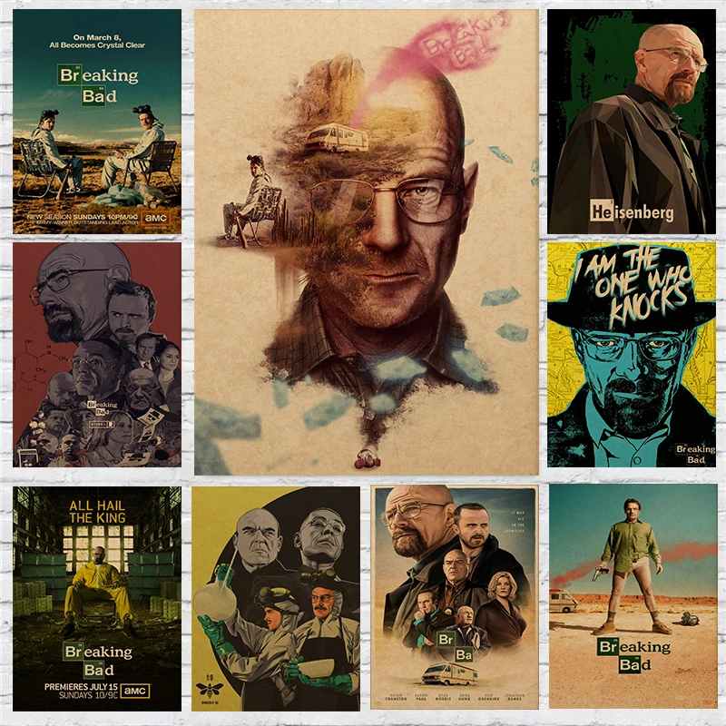 Breaking Bad Retro Classic Crime TV Series Shows Poster Print Wall Art Pictures Canvas Painting Living Room Bedroom Home Decor