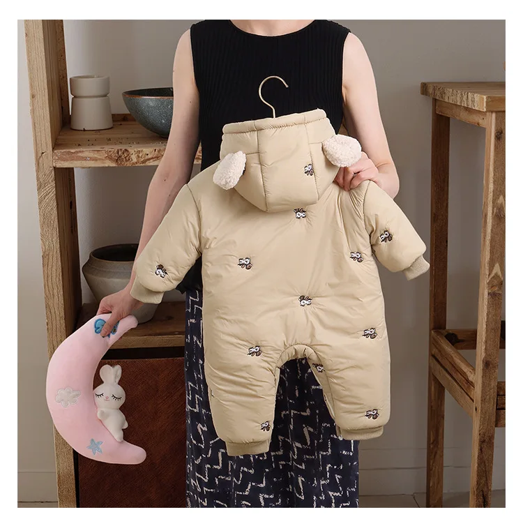 Baby-Winter-Overall mit Kapuze, Fleece-Futter, dicker, warmer Overall, 3M-24M, Baby-Outfit mit Cartoon-Motiv, einteiliger Schneeanzug für Jungen und Mädchen. – Detail 7