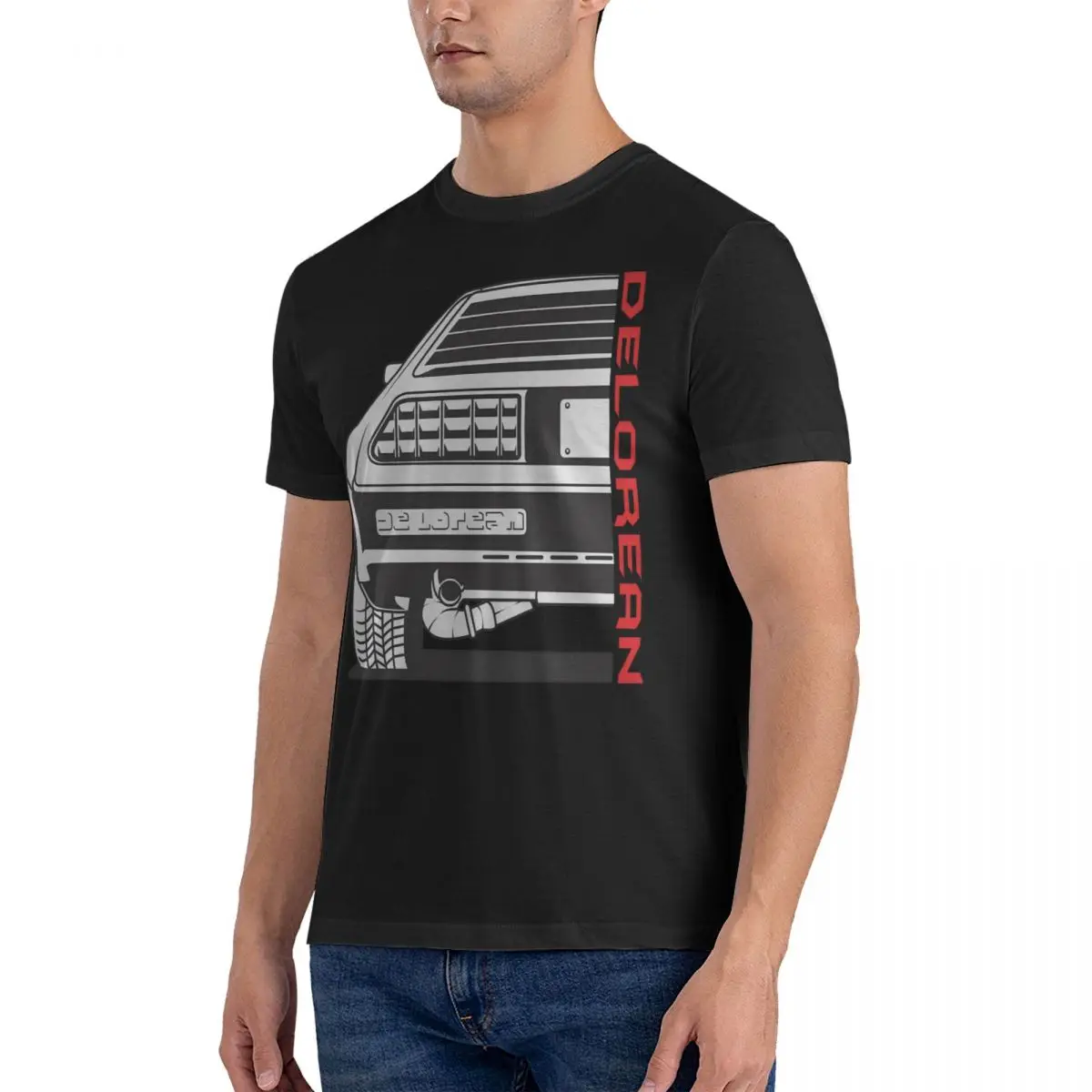 Awesome T-Shirt for Men Delorean Funny 100% Cotton Tee Shirt O Neck Short Sleeve T Shirts Classic Clothes