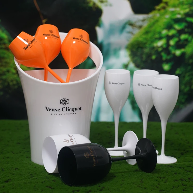 Veuve Clicquot Champagne Flute Plastic Glass Ice Bucket Dishwasher Safety White Acrylic Champagne Imitation Glass Transparent