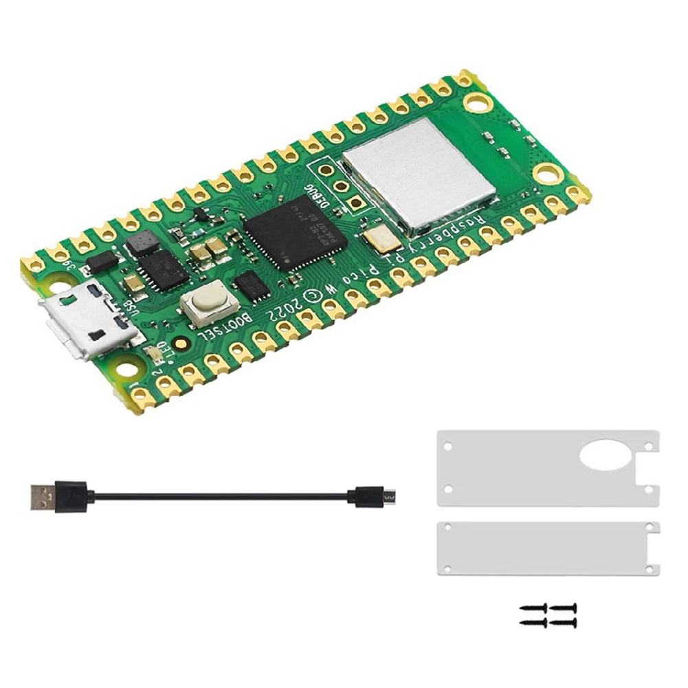 For Raspberry Pi Pico W+Acrylic Case+Micro-USB Cable RP2040 Dual Core 2MByte Flash Wireless Wifi Development Board