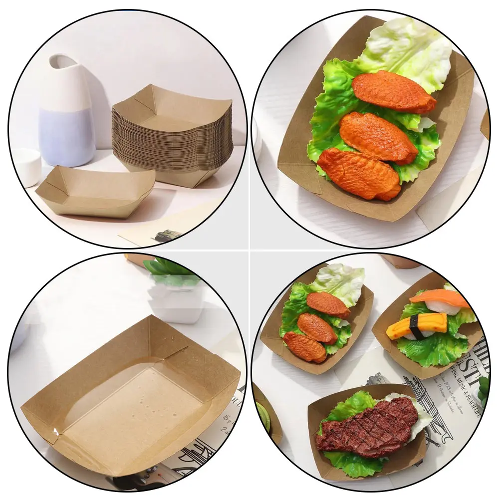 

50 Pcs Paper Snack Plates Safe Food Grade Tray Dessert Dessert Plate Party Supplies Eco Friendly Degradable