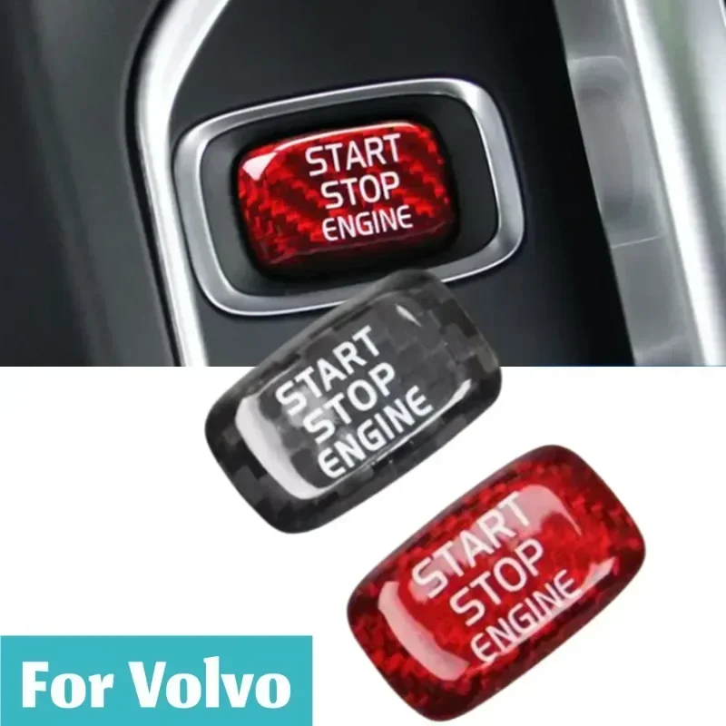

For Volvo V40 V60 S60 XC60 S80 V50 V70 XC70 Real Dry Carbon Fiber Styling Engine Start Stop Button Cover Sticker Accessories