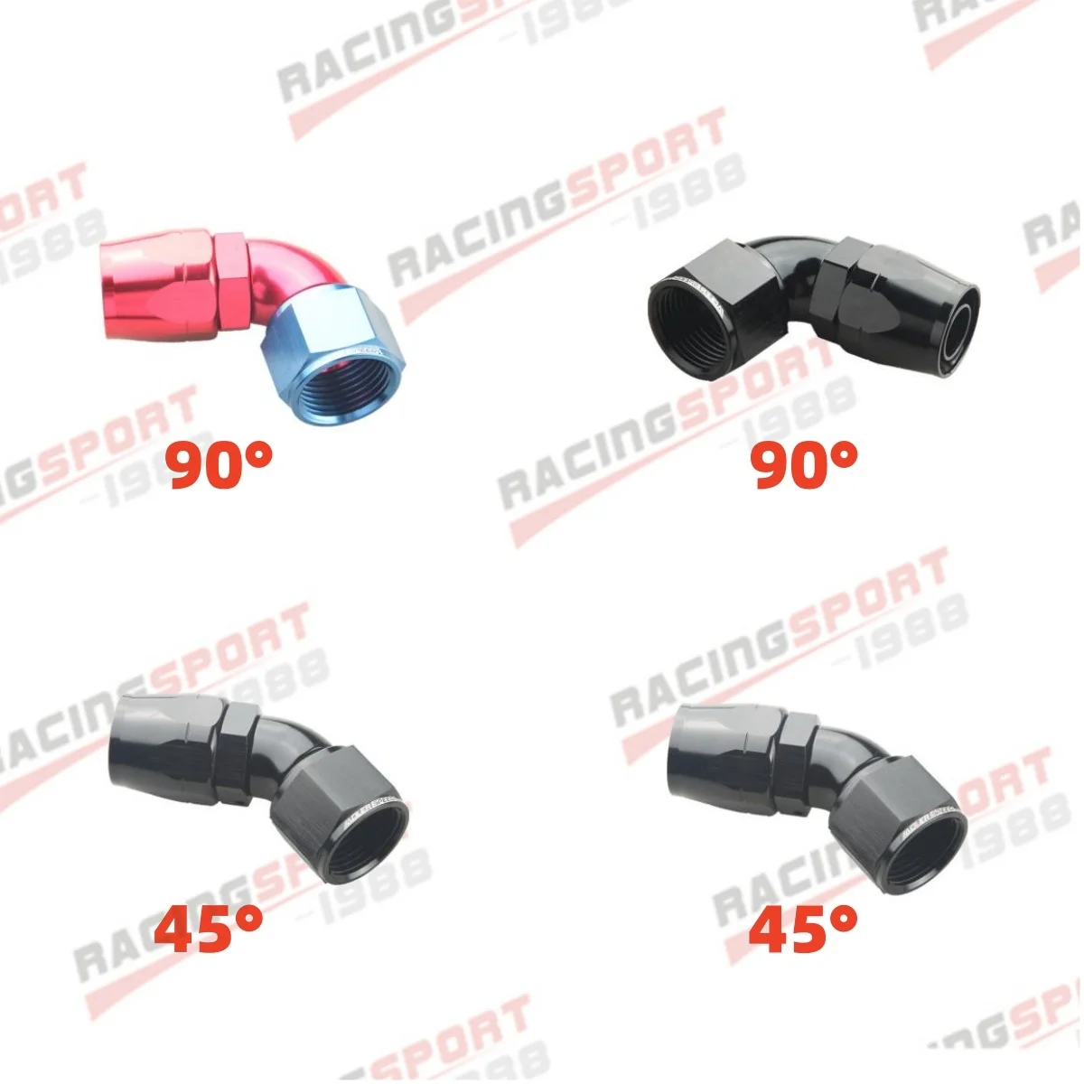 

45 Degree 90 Degree AN4 AN6 AN8 AN10 AN12 Aluminum One Piece Full Flow Fuel Hose End Fitting