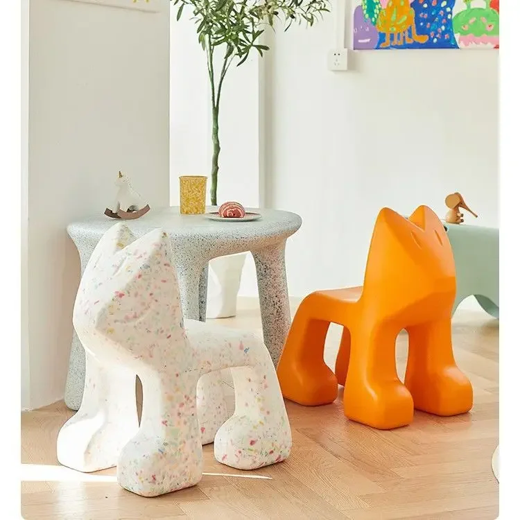 

Nordic Designer Decoration Creative Fox Shape Chair Household Animal Cartoon Low Stool Small Ottomans Living Room Furniture