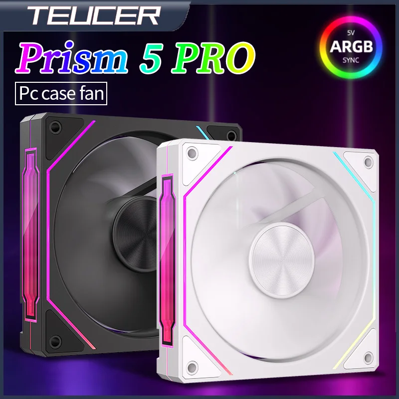 Teucer Prism 5 PRO Computer Chassis Fan Infinity Mirror 5V 3PIN Sync ARGB 4PIN PWM 800-1600RPM CPU Water Cooler Quiet Ventilator