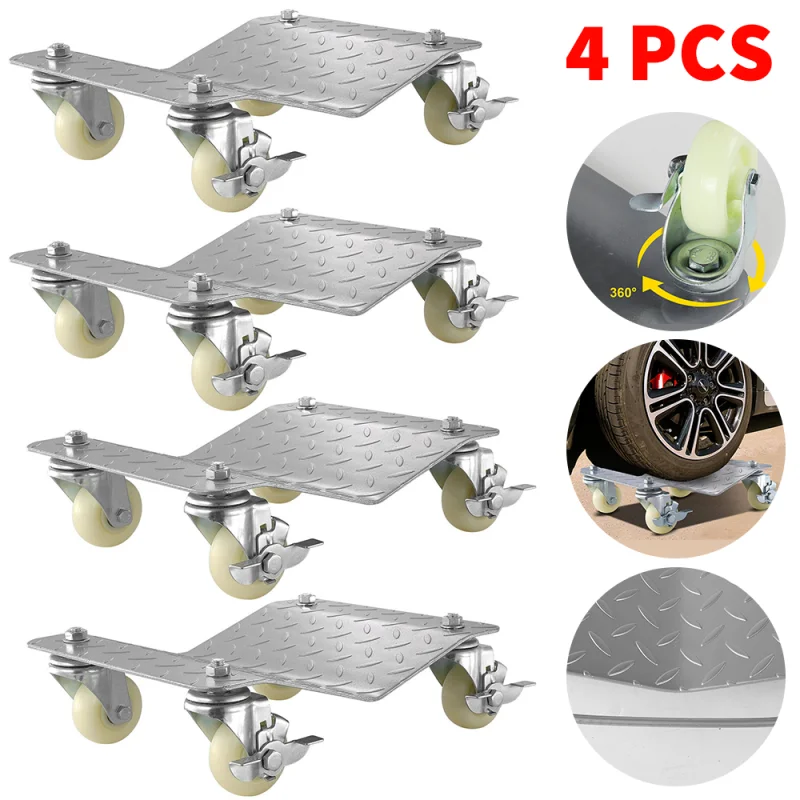 

Customizable Carrito ruedas para neumáticos coche, Dollies con 4 ruedas, dispositivo refuerzo móvil para neumáticos pla