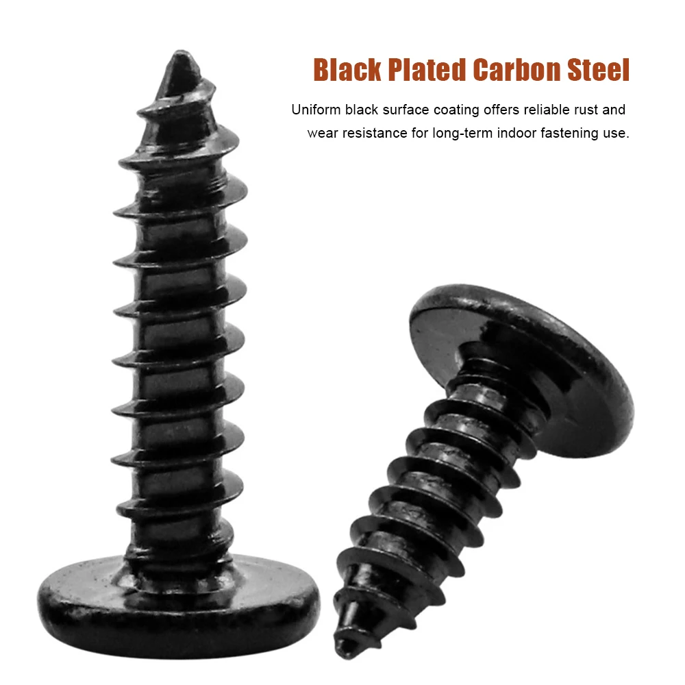 M4 M5 Phillips Chamfering Falt Head Screws Black Carbon Steel Cross Hamfered Self Tapping Screws for Furniture Binding Machinery