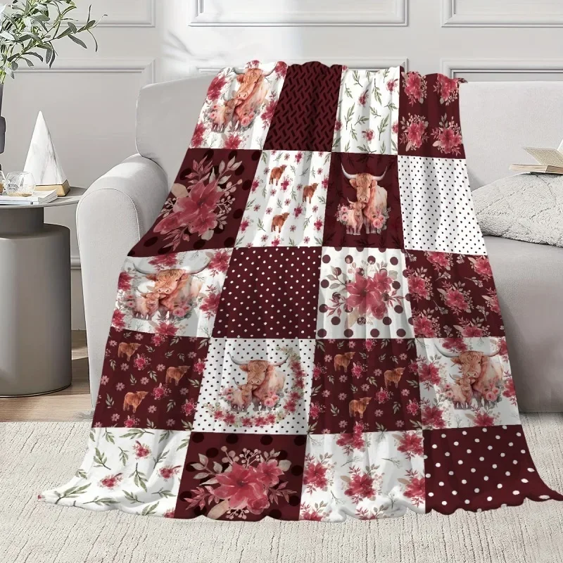 Highland Cow Blanket Gifts Ultra Soft Cozy Throw Flannel Blanket Blanket Warm Plush Throw Blankets for Couch, Sofa, Bed Decorate