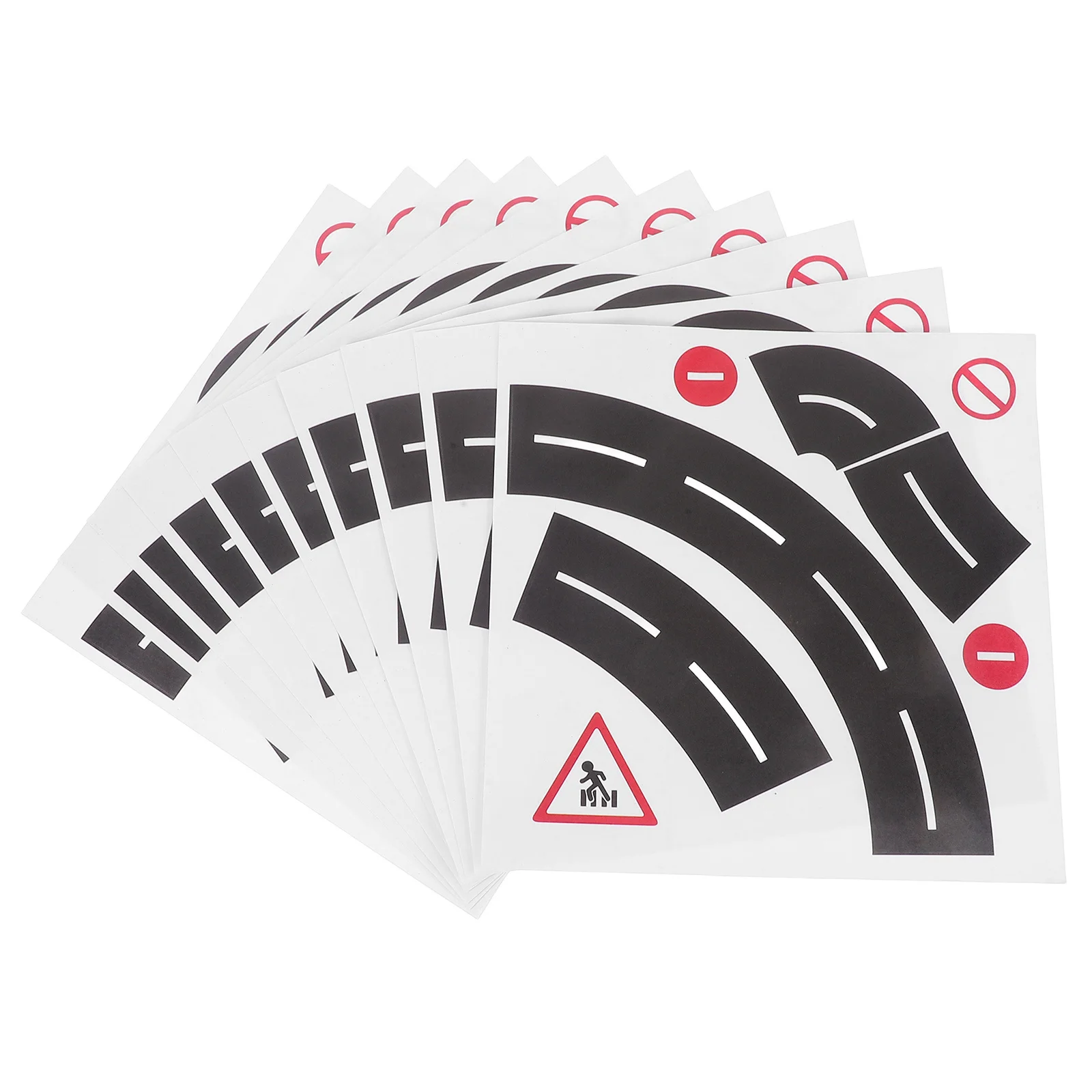10Sets Curve Road Stickers DIY Removable Adhesive Kids Traffic Sign Stickers for Bedroom Floor Wall Decoration Traffic Signs
