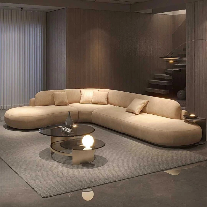 Italian U Shape Technology Fabric Sofa Online Celebrity Living Room Special Shaped Corner Combination Sofa Divano Furniture