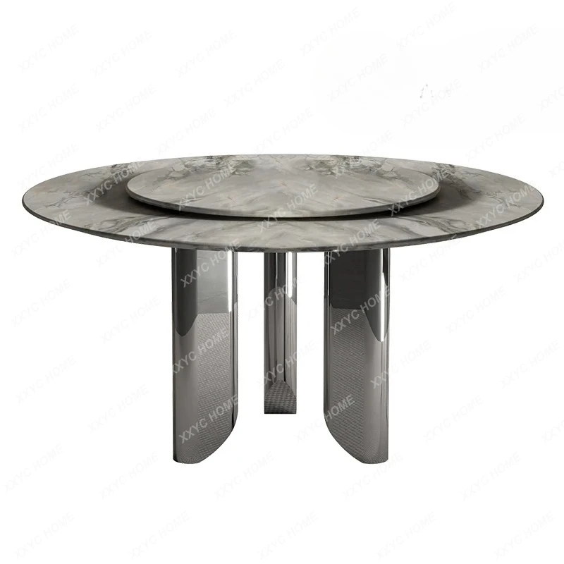 Y Luxury stone dining table Light luxury large flat-floor club Villa dining table High-end marble dining table customization