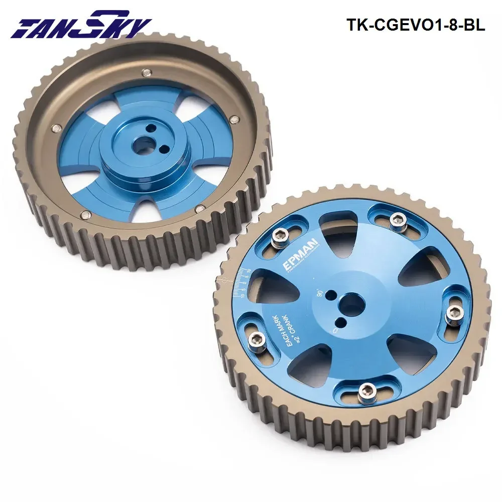 TANSKY 2Pcs Adjustable Cam Gear Aluminium Timing Gear Pulley For Mitsubishi Lancer EVO 1 2 3 4 4G63 4G63T Engine TK-CGEVO1-8-BL