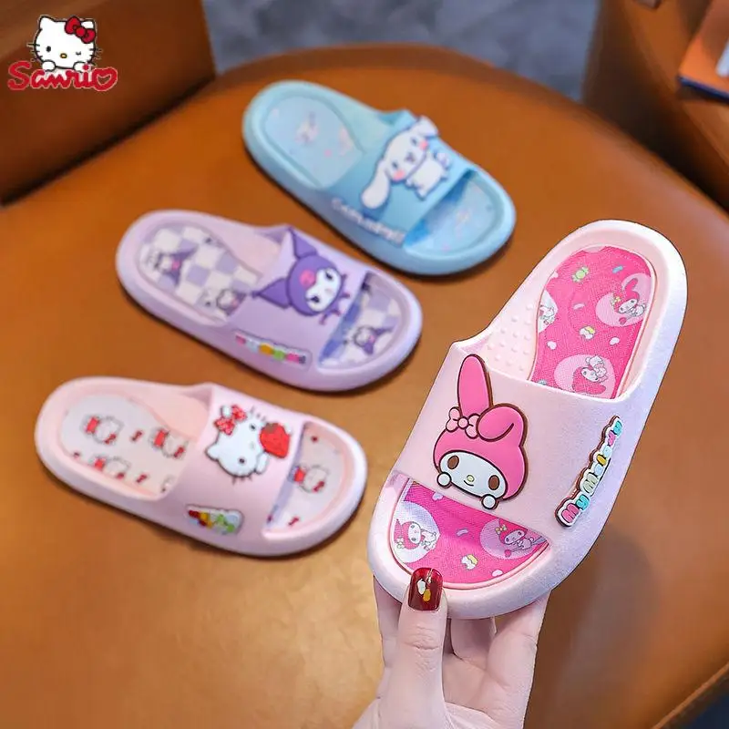 

Kawaii Sanrio Anime Parent Child Slippers Cute Hello Kitty My Melody Kuromi Cartoon Anti Slip Soft Sole Sandals Gifts for Girls