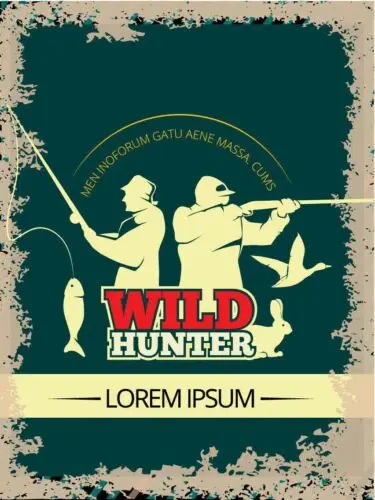 Metal plaque vintage retro style Wild Hunter Fisher Classic tin door sign