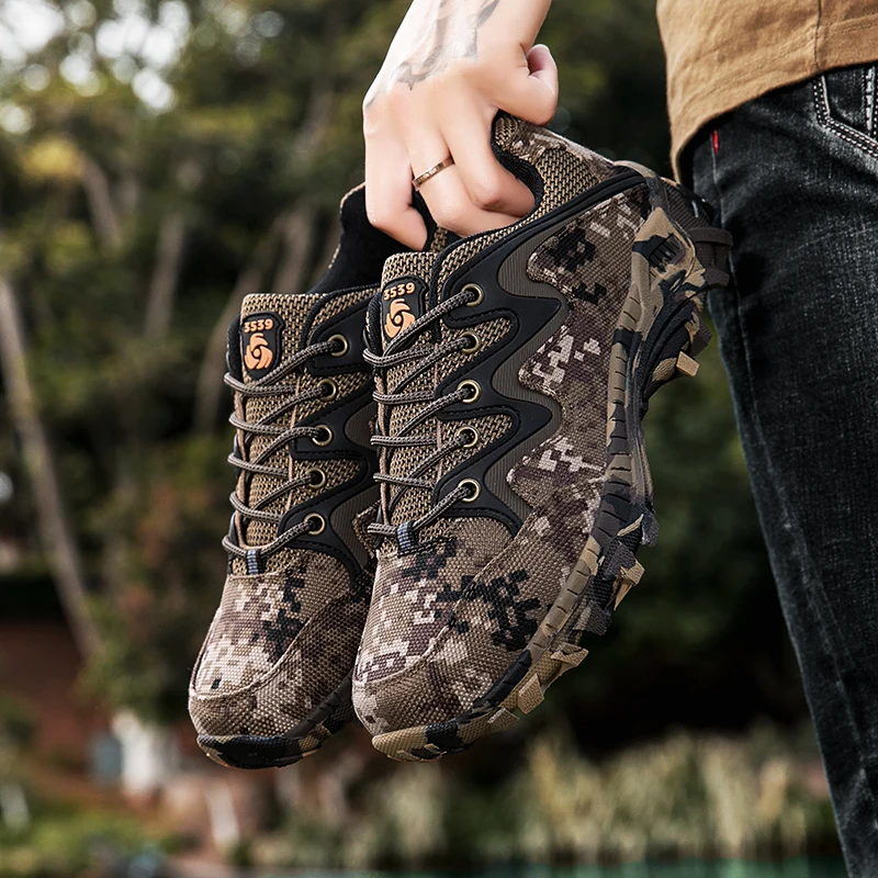 Man Hiking Boots Trekking Male Sneakers Montain Camping Outdoor Sport Shoes Camouflage Breathable Comfortable Tenis For Mens