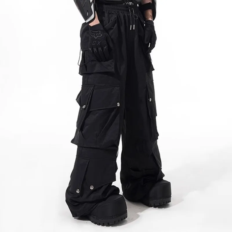 HKSH Spring Autumn Men Punk Waste Land Washed Safari Style Overalls Fashion Tide Casual Ins Trend Pleated Straight Pants HK11907