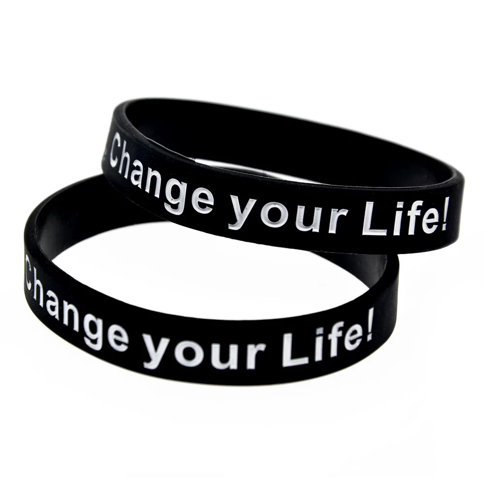 1 PC Inspirierendes Silikonarmband „Change Your Mind Set Change Your Life“ für Selbstverbesserung, Alltagsarmband – Detail 7
