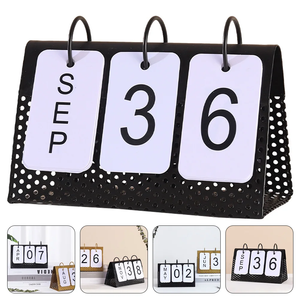 

1pc Iron Frame Calendar Ornament Desktop Decor Home Crafts Metal Perpetual Calendar Frame Household Crafts Office Bedroom Living