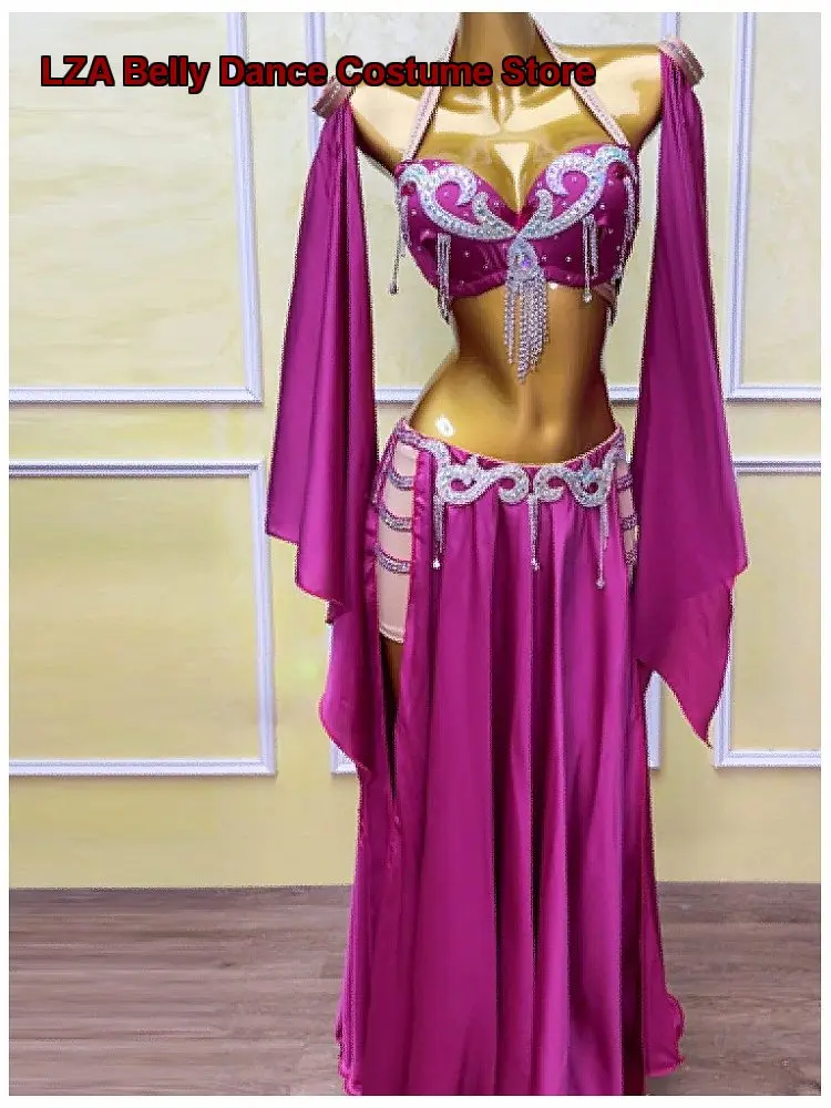 Ziyi 2025 Performance Set Women's Oriental Dance Rhinestone Embellished Bra and Skirt