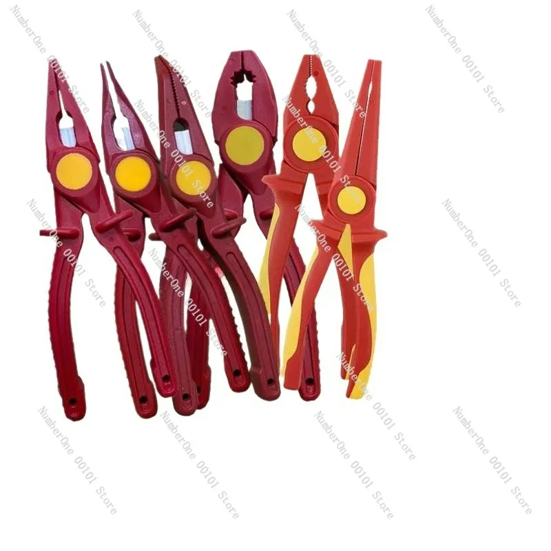 New Energy VDE Insulated Ceramic Pliers, 1000V High Voltage Needle Nose Wire Stripping Cutter for Auto Repair